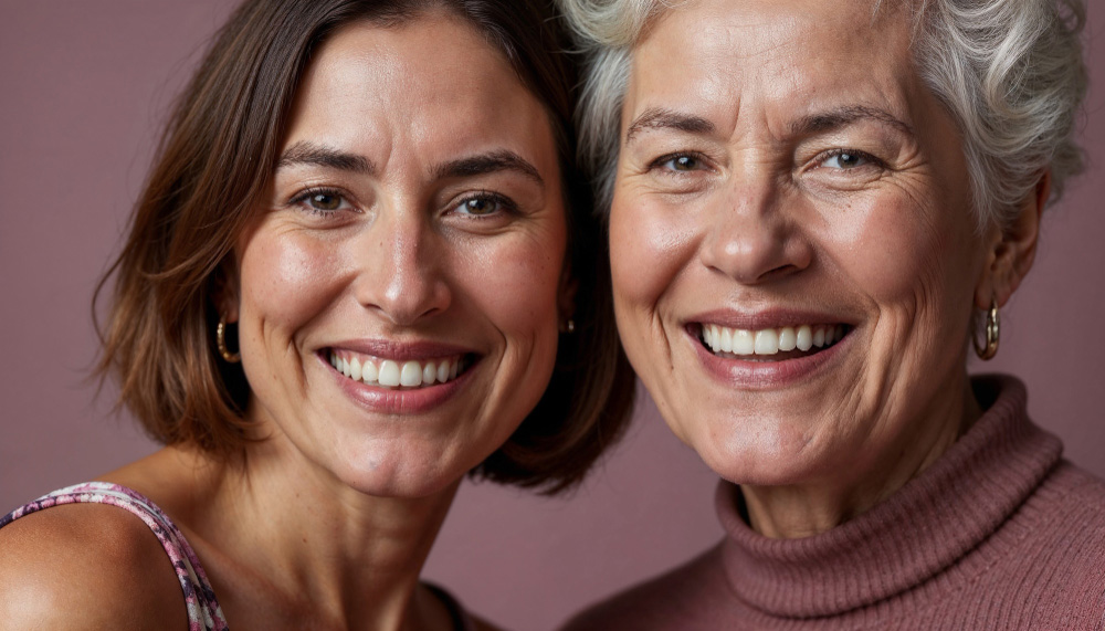 Pazienti sorridenti dopo trattamento di implantologia dentale con risultato naturale in studio odontoiatrico a Inzago
